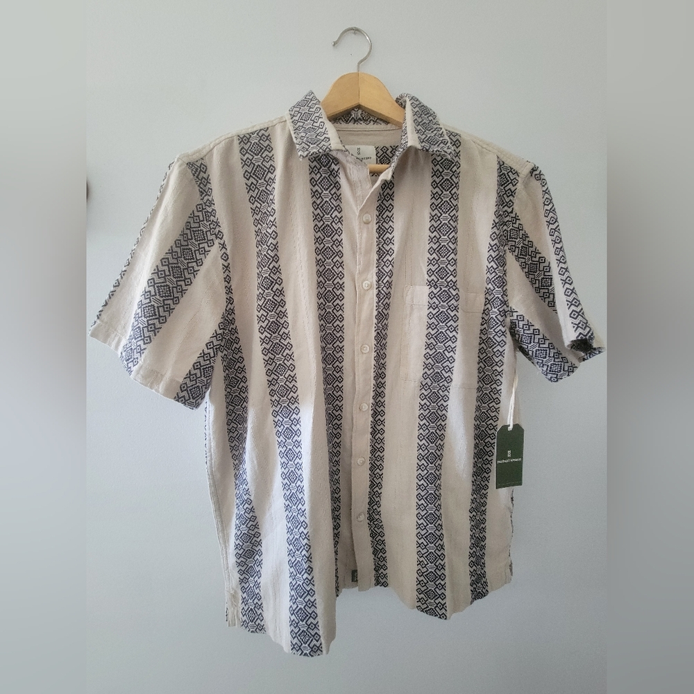 Men's Beige and Black Patterned Shirt